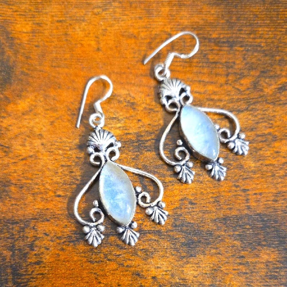 925 Silver Plated Dichroic Glass Earrings